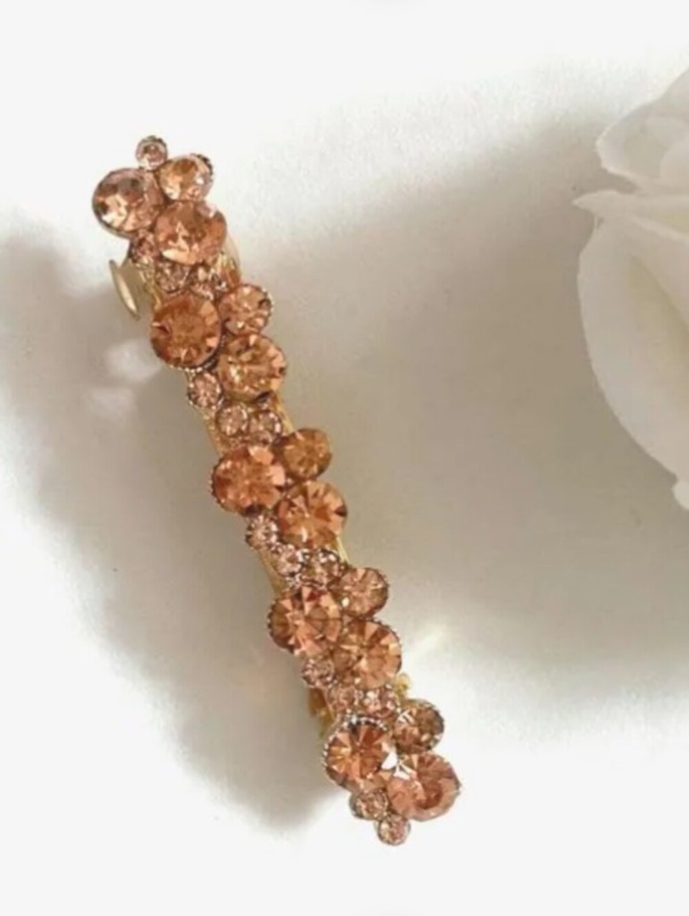Amber Rhinestone  Barrette  Crystal Hair Clip